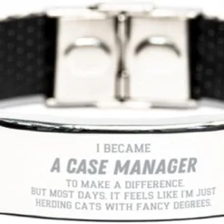 GENERIC Perfect Case Manager Gifts, Case Manager Stainless Steel Bracelet, Inspirational Gifts For Case Manager, Birthday Christmas Gifts For Coworkers I Became Case Manager To Make A Difference, But Most
