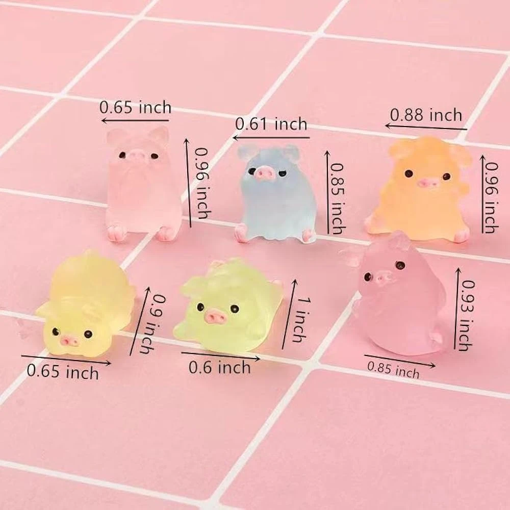 HYG 30 Pieces Of Mini Resin Luminous Rabbit Mini Portrait Mini Fairy Garden Landscape Aquarium Decoration Potted Plant Decoration DIY Christmas Birthday Party Slime Amulet. (Luminous Pig) 7 HYG 30 Pieces Of Mini Resin Luminous Rabbit Mini Portrait Mini Fairy Garden Landscape Aquarium Decoration Potted Plant Decoration DIY Christmas Birthday Party Slime Amulet. (Luminous Pig) - Image 5