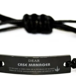 GENERIC Motivational Case Manager Gifts, Case Manager Black Rope Bracelet, Unique Gifts For Case Manager, Birthday Christmas Gifts For Friend Coworkers Dear Case Manager, You're Like A Unicorn In A World Of