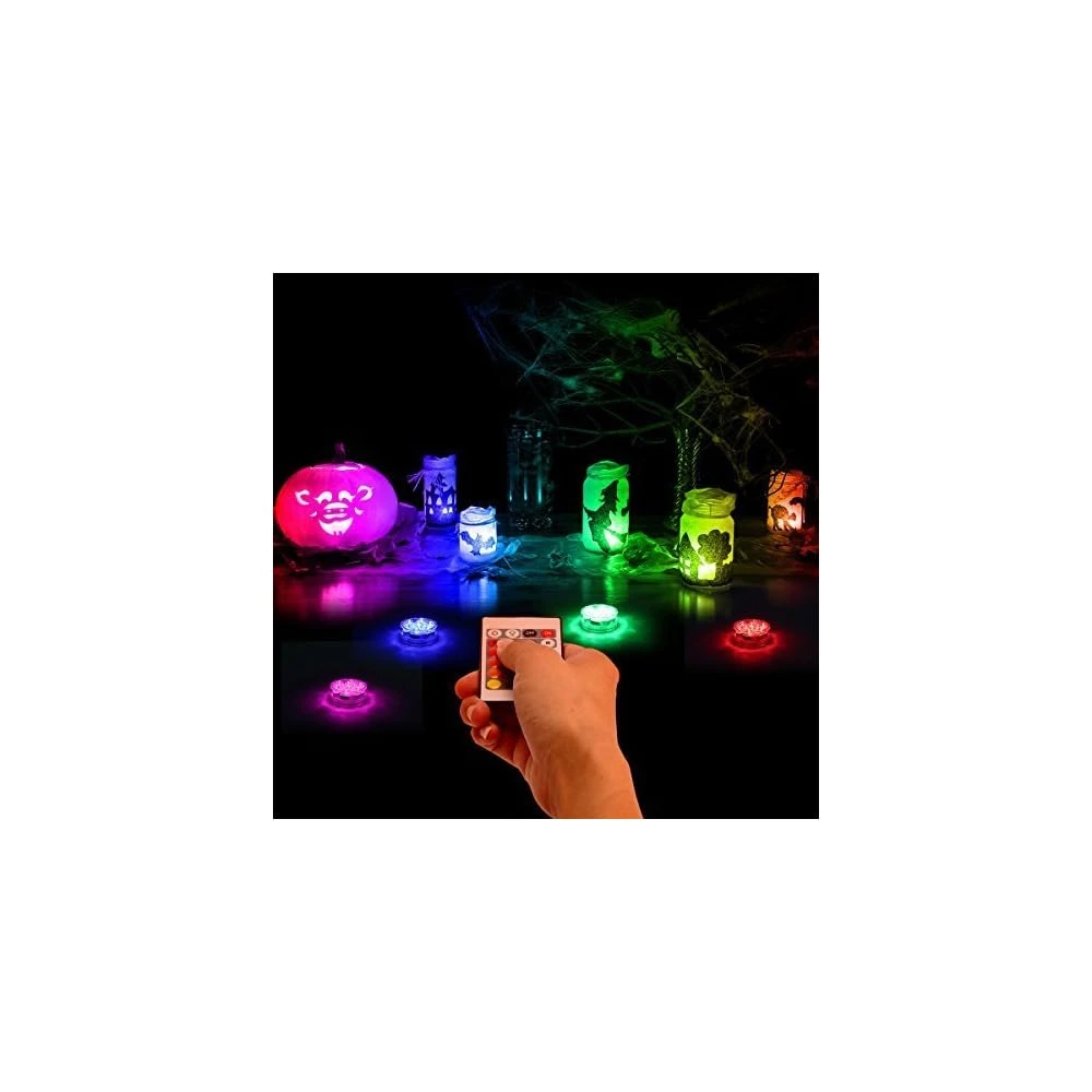 Submersible LED Lights Waterproof Underwater Lights 2.8inch Battery Powered Remote Controlled Color Changing Tea Lights Small LED Lights For Party Pond Pool Wedding Halloween Christmas (2 Pack) 7 Submersible LED Lights Waterproof Underwater Lights 2.8inch Battery Powered Remote Controlled Color Changing Tea Lights Small LED Lights For Party Pond Pool Wedding Halloween Christmas (2 Pack) - Image 5