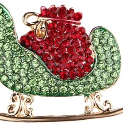 HAPINARY Christmas Brooch Sleigh Brooch Women Breastpin Brooch Pin Sled Rhinestones Corsage Miss Women Brooch