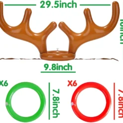 IGeeKid 3 Set Total 15 Pieces Inflatable Reindeer Antler Ring Toss Game For Christmas Party Supplies Xmas Target Game Toys Christmas Stock Stuffer Christmas Party Games (3 Antlers 12 Rings) -Xmas Mart Sales 61 KIZUseKL. AC UL1486