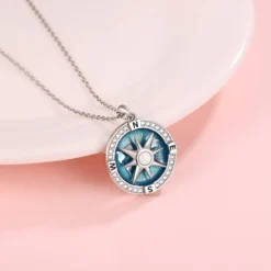 WOUOVO Navy-Anchor Travel-Map Rotatable Compass Necklace - Inspirational Nautical Dream Opal Compass Pendant Necklaces For Women Men,Christmas Jewelry Gifts For Boys And Girls -Xmas Mart Sales 6104cl42b6L. AC UL1500