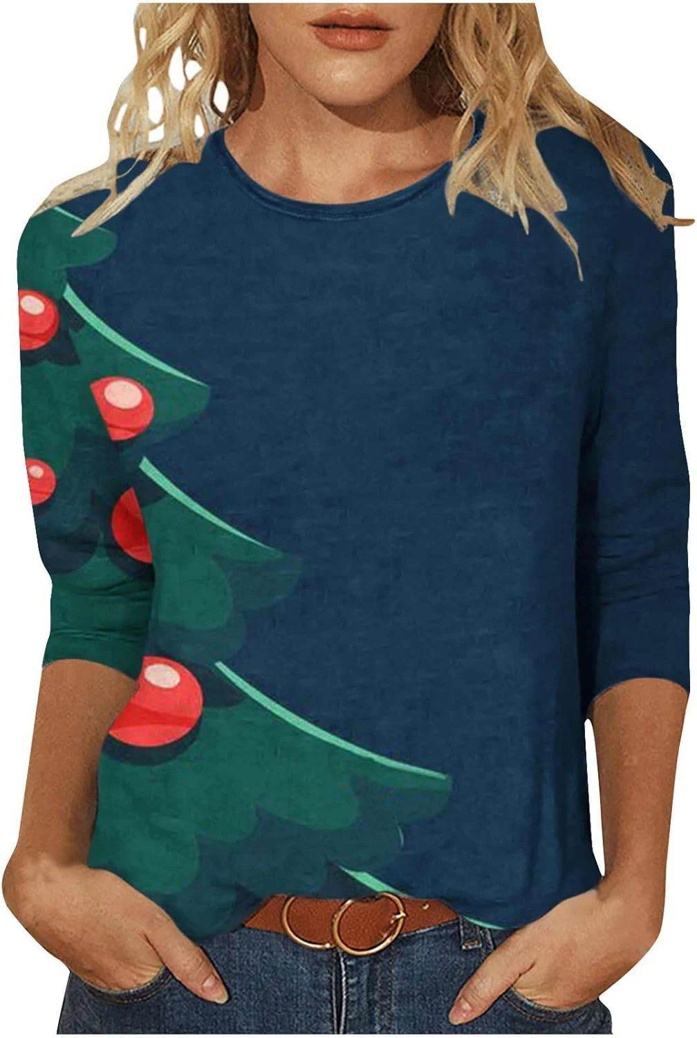 Christmas Womens Shirts Fall 3/4 Sleeve Graphic Print Shirt T-Shirts Crewneck Dressy Cute Casual Holiday Tee 3 Christmas Womens Shirts Fall 3/4 Sleeve Graphic Print Shirt T-Shirts Crewneck Dressy Cute Casual Holiday Tee