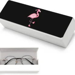 Cute Pink Flamingo Christmas Eyeglass Case PU Leather Portable Sunglass Case Glasses Pouch Storage Box For Women Men -Xmas Mart Sales 610gZpl5WaL. AC SL1500