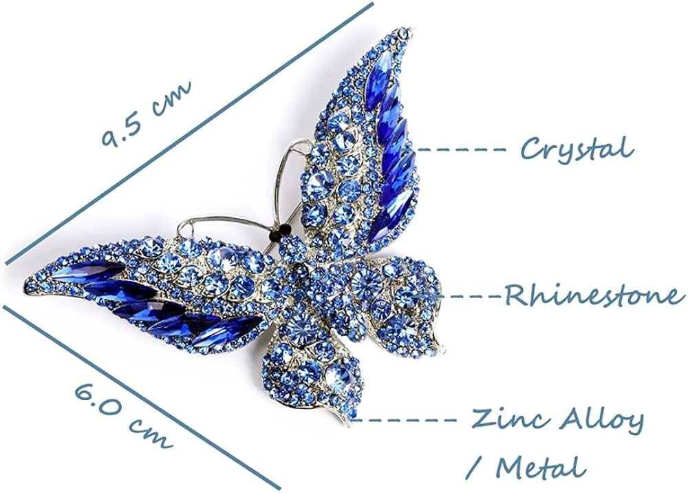 Rhinestone Butterfly Brooch Pin For Women Girls Fashion Exquisite Big Blue Crystal Empress Monarch Winged Brooches Lapel Pins Elegant Dress Accessories Wedding Christmas Birthday Jewelry Gift 8 Rhinestone Butterfly Brooch Pin For Women Girls Fashion Exquisite Big Blue Crystal Empress Monarch Winged Brooches Lapel Pins Elegant Dress Accessories Wedding Christmas Birthday Jewelry Gift - Image 6