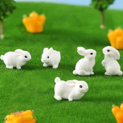 BLAPNK 10pcs Mini Rabbit Animal Figures Toy Easter Egg Cake Toppers, Miniature Rabbit Figurines Fairy Garden Moss Landscape DIY Terrarium Crafts Ornament, Cake Decoration Christmas Birthday Gift -Xmas Mart Sales 611P ri VNL. AC SL1001