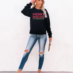KIDDAD Merry Christmas Sweatshirt Women I'm Christmas Shirt Funny Letter Print Sweater Casual Fall Long Sleeve Tops -Xmas Mart Sales 611Q46aQG4L. AC UL1280
