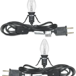 6Ft C7 Indoor Patio String Lights With C7 Candle Light Bulb Christmas Village Accessories 5W Cord With Light Bulbs ForIndoor/Outdoor Lights For Patio Garden Backyard Bistro Gazebo (2 Pack)