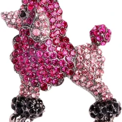 Sparkling Rhinestone Poodle Dog Brooches Women Christmas Animal Brooch Pins