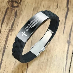 Religious Quote Faith Christian Bible Verses Inspirational Powerful Scripture ID Wristband Cross Silicone Bracelets, God Bracelet Gift Idea For Men,Christmas Gift For Him For Love Husband Father Boy -Xmas Mart Sales 612wxE2BqiL. AC UL1001