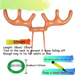 2 Set Inflatable Reindeer Antler Game, (2 Inflatable Antler, 12 Rings Reindeer Ring Toss) Inflatable Reindeer Antler Hat With Rings, Family Christmas Party Games -Xmas Mart Sales 613 ioG4hpL. AC SL1200