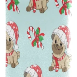 OTVEE Funny Christmas Pug Sunglasses Bag Eyeglass Case Large Soft PU Leather Glasses Pouch Storage Bag Holder Squeeze Top Portable Sunglasses Case Gadgets Sleeve Bag For Women Men Kids Girls Boys