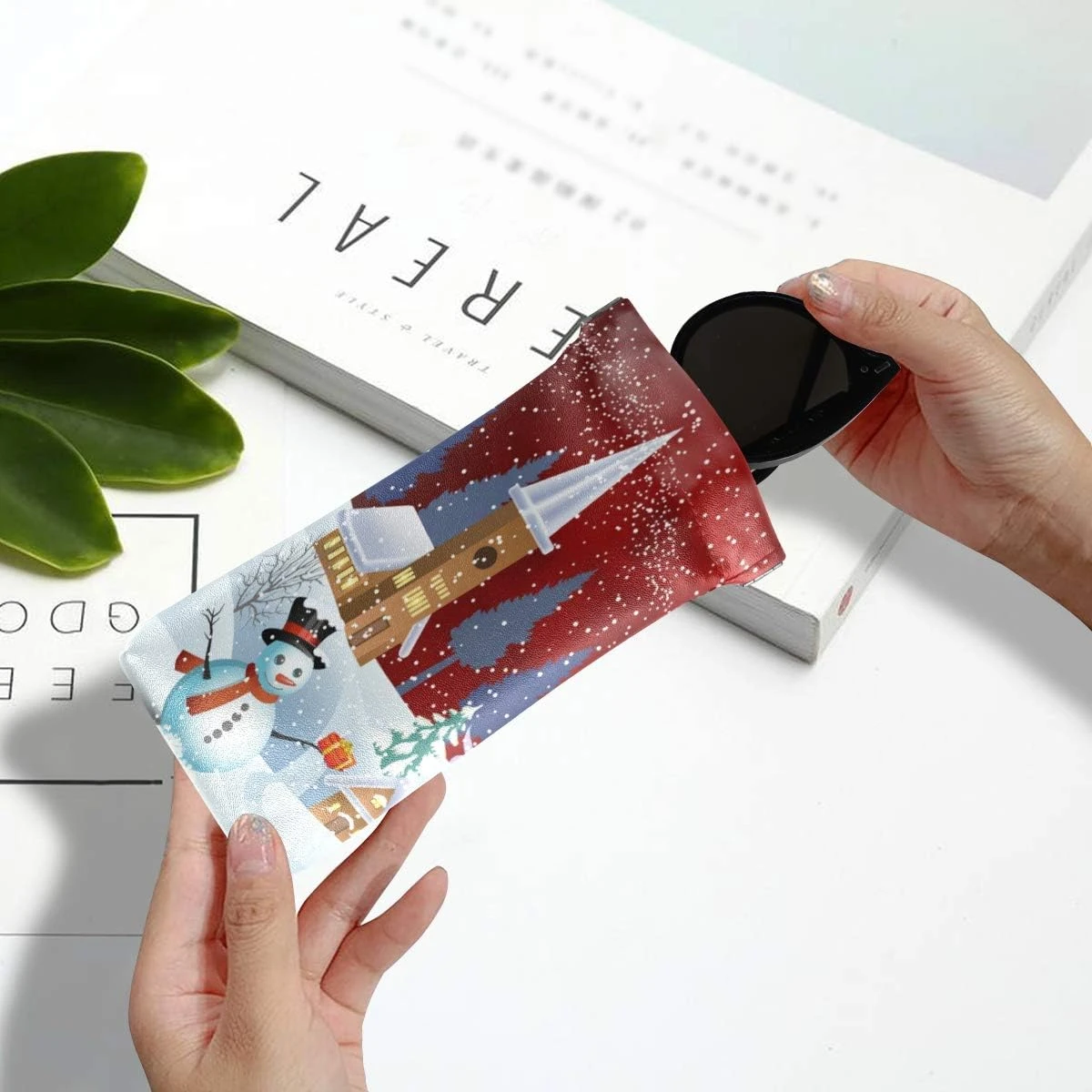 Glasses Pouch Eyeglasses Case - Christmas Night Santa Snowman Moon Squeeze Top Sunglasses Pouch Portable Eyewear Sleeve For Men Women 8 Glasses Pouch Eyeglasses Case - Christmas Night Santa Snowman Moon Squeeze Top Sunglasses Pouch Portable Eyewear Sleeve For Men Women - Image 6