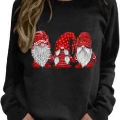 GENERIC Christmas Sweatshirts For Women Gnomes Graphic Sweaters Long Sleeve Crew Neck Oversized Shirts 2023 Holiday