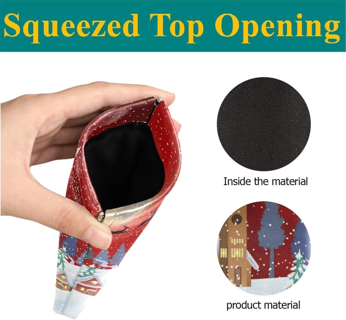 Glasses Pouch Eyeglasses Case - Christmas Night Santa Snowman Moon Squeeze Top Sunglasses Pouch Portable Eyewear Sleeve For Men Women 5 Glasses Pouch Eyeglasses Case - Christmas Night Santa Snowman Moon Squeeze Top Sunglasses Pouch Portable Eyewear Sleeve For Men Women - Image 3