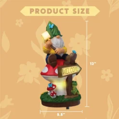 JOIEDOMI Garden Gnome Statue With Solar LED Light, Funny Christmas Gnomes Figurines With Welcome Sign, Gnomes Garden Decorations For Table Patio, Yard, Lawn Ornaments (Welcome) -Xmas Mart Sales 616Cu362LjL. AC SL1500