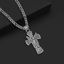 Jiulegufa St Michael Necklace For Men 925 Sterling Silver Cross Archangel Michael Necklace Protection Jewelry Gifts For Father Husband Birthday Christmas 22"+2" Chain 11 Jiulegufa St Michael Necklace For Men 925 Sterling Silver Cross Archangel Michael Necklace Protection Jewelry Gifts For Father Husband Birthday Christmas 22"+2" Chain -Xmas Mart Sales 616IntOU4uL. AC UL1500