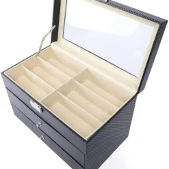 3 Layers Carbon Fiber Sunglasses Storage Box 18 Grids Eyewear Display Holder With Transparent Glass Cover On Top Eyeglasses Organizer Case Drawer Lockable Case Ideas For Halloween And Christmas Gifts -Xmas Mart Sales 616UoYAbuLL. AC UL1000