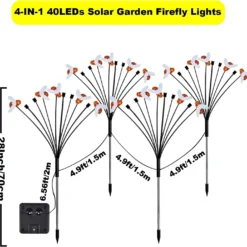 New Designed 4 Packs 40 LED Swaying Solar Firefly Lights, 8 Modes Solar Swaying Lights For Outdoor Garden Decor, Waterproof Outdoor Solar Garden Lights For Christmas Yard Patio Pathway Decorations -Xmas Mart Sales 617jaU T8LL. AC SL1500