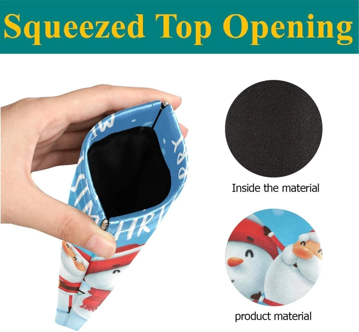 Glasses Pouch Eyeglasses Case - Christmas Santa Claus Snowman Squeeze Top Sunglasses Pouch Portable Microfiber Pouch For Women 5 Glasses Pouch Eyeglasses Case - Christmas Santa Claus Snowman Squeeze Top Sunglasses Pouch Portable Microfiber Pouch For Women - Image 3
