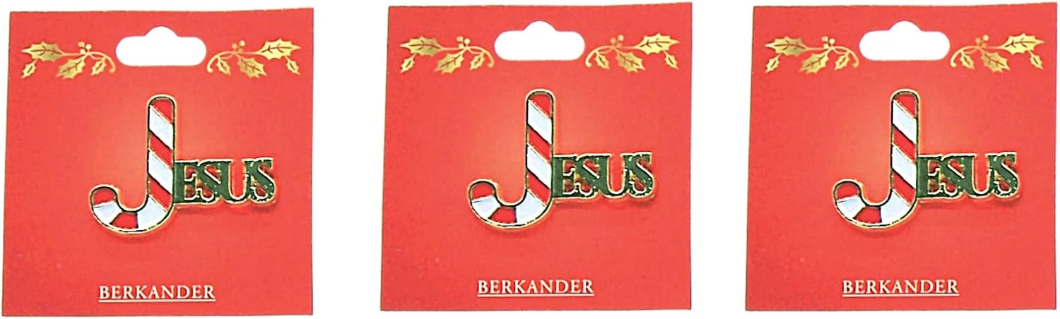 Jesus Candy Cane Lapel Pins, Set Of 3, Religious Christmas Gift, Festive Holiday Accessory, 1.5 Inches 4 Jesus Candy Cane Lapel Pins, Set Of 3, Religious Christmas Gift, Festive Holiday Accessory, 1.5 Inches - Image 2
