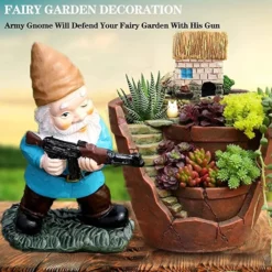 GAZETSZ Garden Gnomes, 4.5inch Gnome Statues, Military Gnome With Gun, Funny Army Gnomes Decorations For Yard, Indoor Outdoor Halloween Christmas Thanksgiving Gifts (Red+Yellow+Blue) -Xmas Mart Sales 619RTpjFRML. AC US1000