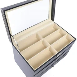 3 Layers Carbon Fiber Sunglasses Storage Box 18 Grids Eyewear Display Holder With Transparent Glass Cover On Top Eyeglasses Organizer Case Drawer Lockable Case Ideas For Halloween And Christmas Gifts -Xmas Mart Sales 61AFoqsMzZL. AC UL1000