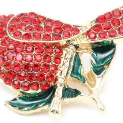 Fashion Rhinestone Women Gold Tone Animal Brooch Pin Jewelry Red Crystal Northern Cardinal Bird Brooch Christmas Bird Brooch -Xmas Mart Sales 61AamaFanEL. AC UL1000 1