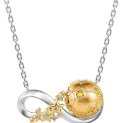 Jeulia World Cup Soccer Ball Necklace: Sterling Silver Plated Crystal Infinity Football Heart Pendant Anniversary Christmas Jewelry Sports Fan Gift Customizable Service With Gift Box