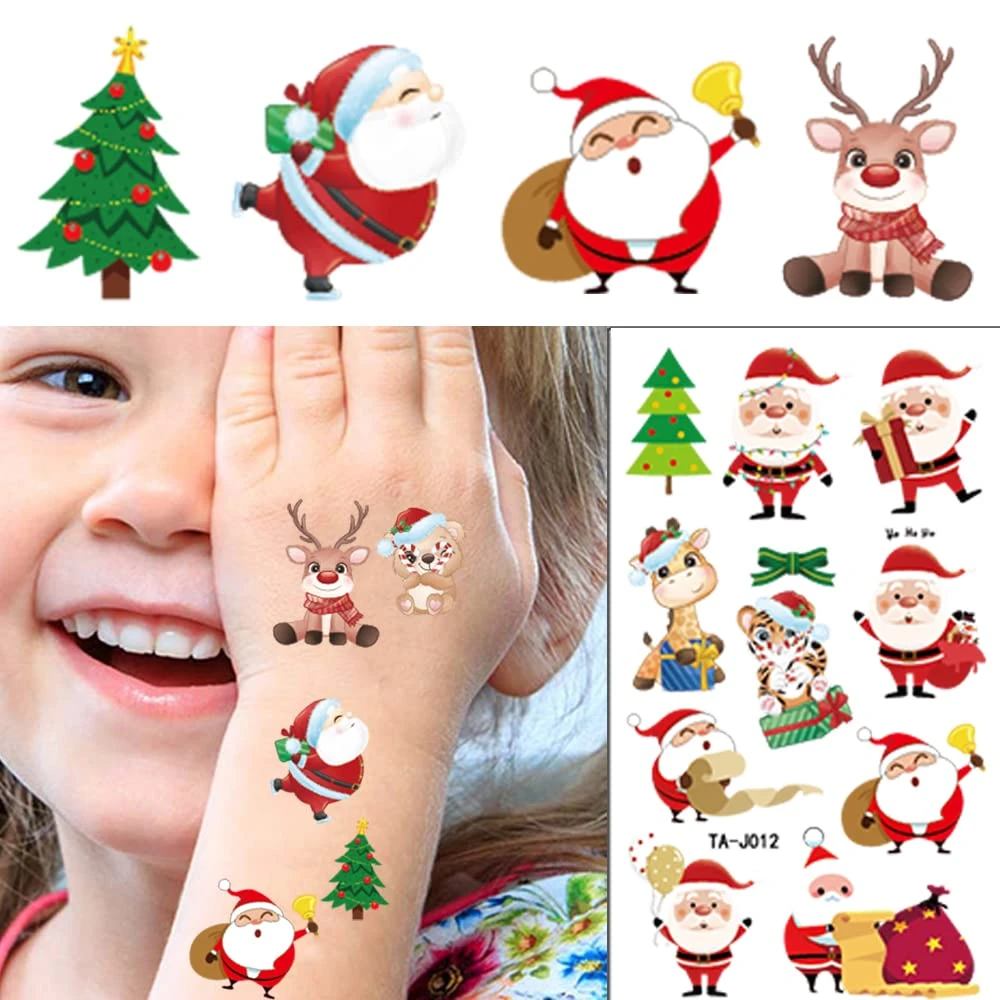 Christmas Temporary Tattoo Santa Claus Kids Tattoo Stickers 116 Pieces Waterproof Reindeer Candy Tree Socks Fake Tattoos Decoration For Girls Christmas Gift Makeup Party Face Body Tattoo Accessories 6 Christmas Temporary Tattoo Santa Claus Kids Tattoo Stickers 116 Pieces Waterproof Reindeer Candy Tree Socks Fake Tattoos Decoration For Girls Christmas Gift Makeup Party Face Body Tattoo Accessories - Image 4