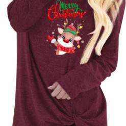 GENERIC Women's Long Sleeve Christmas 3D Print Sweatshirt Fashion Cute Tops Round Neck Autumn And Winter Pullover