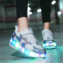 BFOEL Kids Roller Skates Light Up Shoes With Double Wheel Shoes LED USB Charging Roller Sneakers For Girls Boys Birthday Christmas Day Best Gift -Xmas Mart Sales 61DsNKm8TKL. AC UL1200