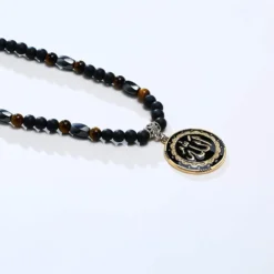 Allah Medallion Necklace, Stainless Steel Islamic Jewelry,Arabic Jewelry,Allah Name Of God Round Pendant Necklace For Women And Men With Agate Beaded Chain, Muslim Gift Jewelry,Christmas Gift -Xmas Mart Sales 61E10jY47L. AC UL1500