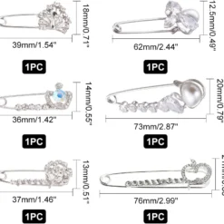 PH PandaHall 6pcs Brooch Pins Brooches Rhinestones Flower Heart Safety Pin Brooch Jewelry For Women Scarf Lapel Collar Sweater Hat Christmas Valentine's Gifts -Xmas Mart Sales 61GvebN5XtL. AC SL1001