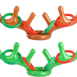 2 Set Christmas Inflatable Reindeer Antler Ring Toss Game Xmas Antler Heandband Toys Christmas Party Game Supplies For School Family Team Game Indoor Outdoor
