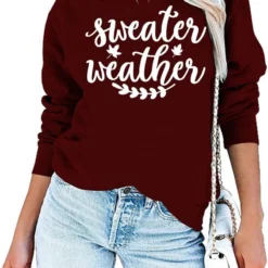 SUDUOYA Sweater Weather Sweatshirt, Fall Sweatshirt, Christmas Sweatshirt, Holiday Sweatshirt, Autumn Sweatshirt