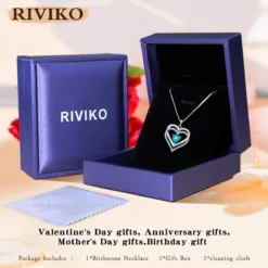 RIVIKO Heart Birthstone Necklaces Gifts For Women, 925 Sterling Silver Love Heart Pendant Necklace Mothers Day Valentines Christmas Birthday Jewelry Gifts For Her Girls Mom Wife Girlfriend -Xmas Mart Sales 61IsTddKOvL. AC UL1200