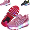 Qyy Kids Led Light Up Shoes Skateboarding Shoes USB Charging Fitness Shoes Suitable For Boys And Girls Best Gifts For Christmas ThanksgivingSingle Wheel Pink-USA 8 -Xmas Mart Sales 61J0GgbM71L. AC SL1001