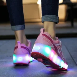 Qyy Kids Led Light Up Shoes Skateboarding Shoes USB Charging Fitness Shoes Suitable For Boys And Girls Best Gifts For Christmas ThanksgivingSingle Wheel Pink-USA 8 -Xmas Mart Sales 61JqlrgFUvL. AC SL1001