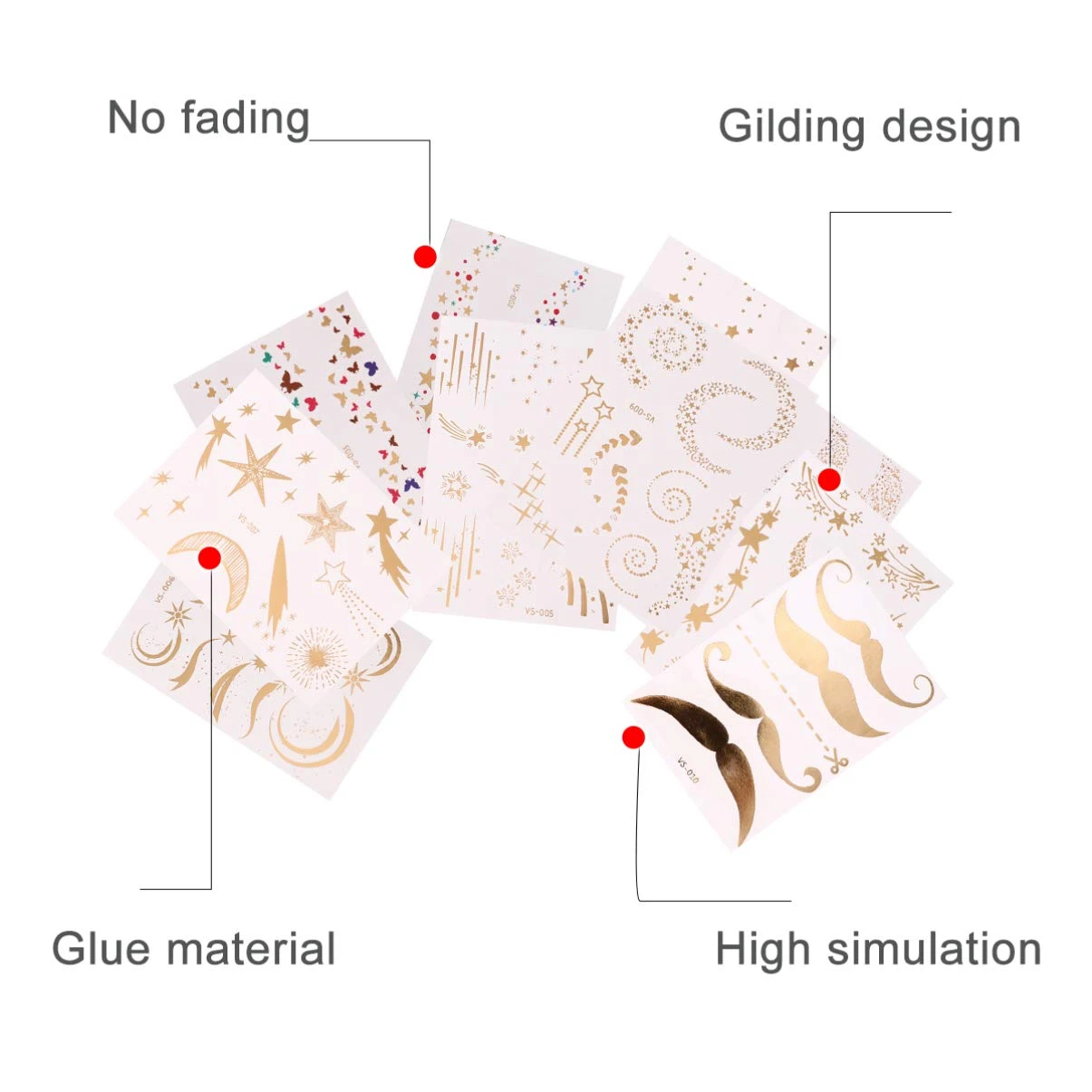 Lurrose 10pcs Halloween Face Temporary Tattoo Sticker Gold Metallic Temporary Transfer Tattoo Freckle Sticker Waterproof For Halloween Christmas Stage Masquerade (Mixed Pattern) 10 Lurrose 10pcs Halloween Face Temporary Tattoo Sticker Gold Metallic Temporary Transfer Tattoo Freckle Sticker Waterproof For Halloween Christmas Stage Masquerade (Mixed Pattern) - Image 8