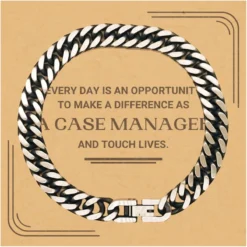 GENERIC Case Manager Cuban Link Chain Bracelet, Every Day Is An Opportunity To Make A Difference, Gifts For Case Manager, Birthday Christmas Appreciation Gifts With Message Card For Boss, Friends, Coworkers