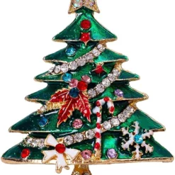 XGALBLA Christmas Brooch Pins, Rhinestone Crystal Enamel Christmas Jewelry Gift For Women Girls