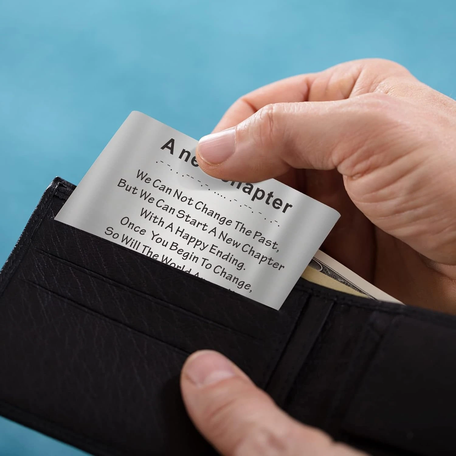 TOLOWOBK Inspirational Gifts For Men Morse Code Bracelets, Leather Bracelet For Mens Sobriety Gifts With Wallet Card, Unique Birthday Christmas Gifts For Him Men Dad Son Husband Black Cuff Bangle 6 TOLOWOBK Inspirational Gifts For Men Morse Code Bracelets, Leather Bracelet For Mens Sobriety Gifts With Wallet Card, Unique Birthday Christmas Gifts For Him Men Dad Son Husband Black Cuff Bangle - Image 4