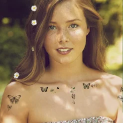 VIWIEU Small Butterfly And Flower Temporary Party Tattoos Realistic For Women And Teen Girls 15 Pack, Tiny Fake Black Butterfly Body Art Stickers Gift For Christmas&Holiday Fiesta -Xmas Mart Sales 61O3c4NJNXL. SL1200