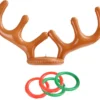 MeOkey Christmas Inflatable Reindeer Antler Ring Toss Game, 2 Reindeer Antler Hat With 8 Rings For Xmas Holiday Family Party Kids Adults Fun Games