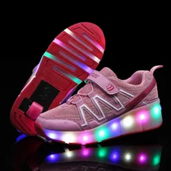 Qyy Kids Led Light Up Shoes Skateboarding Shoes USB Charging Fitness Shoes Suitable For Boys And Girls Best Gifts For Christmas ThanksgivingSingle Wheel Pink-USA 8 -Xmas Mart Sales 61PWyJqrwJL. AC SL1001