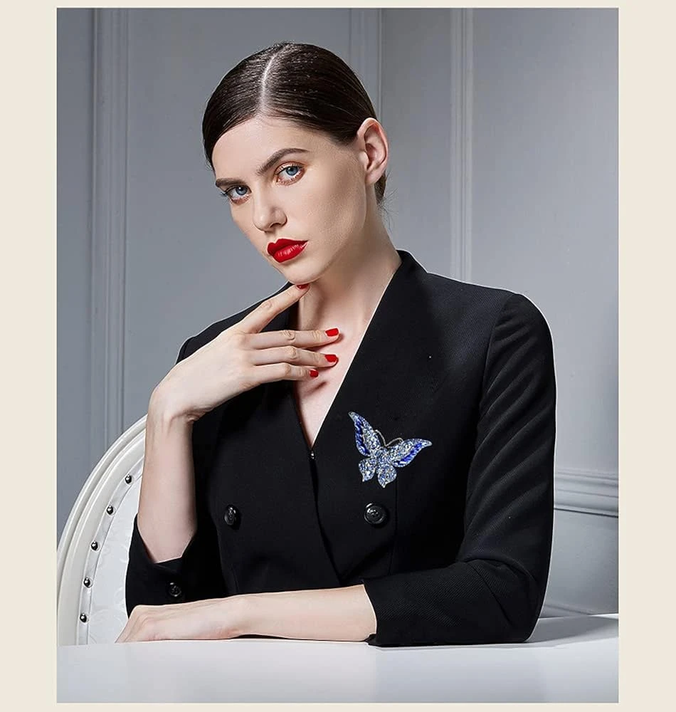 Rhinestone Butterfly Brooch Pin For Women Girls Fashion Exquisite Big Blue Crystal Empress Monarch Winged Brooches Lapel Pins Elegant Dress Accessories Wedding Christmas Birthday Jewelry Gift 6 Rhinestone Butterfly Brooch Pin For Women Girls Fashion Exquisite Big Blue Crystal Empress Monarch Winged Brooches Lapel Pins Elegant Dress Accessories Wedding Christmas Birthday Jewelry Gift - Image 4