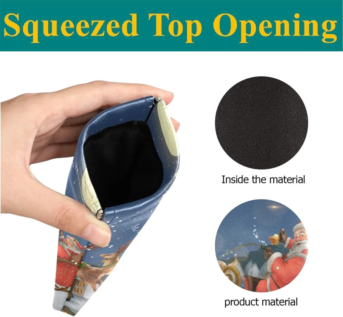 Glasses Pouch Eyeglasses Case - Santa Claus Merry Christmas Squeeze Top Sunglasses Pouch Portable Anti-Scratch Eyeglasses Bag For Women Men 5 Glasses Pouch Eyeglasses Case - Santa Claus Merry Christmas Squeeze Top Sunglasses Pouch Portable Anti-Scratch Eyeglasses Bag For Women Men - Image 3