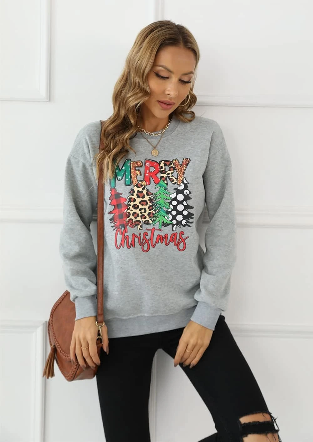 RETSUGO Womens Merry Christmas Sweatshirt Funny Christmas Tree Truck Graphic Pullover Casual Blouse Tops 9 RETSUGO Womens Merry Christmas Sweatshirt Funny Christmas Tree Truck Graphic Pullover Casual Blouse Tops - Image 7